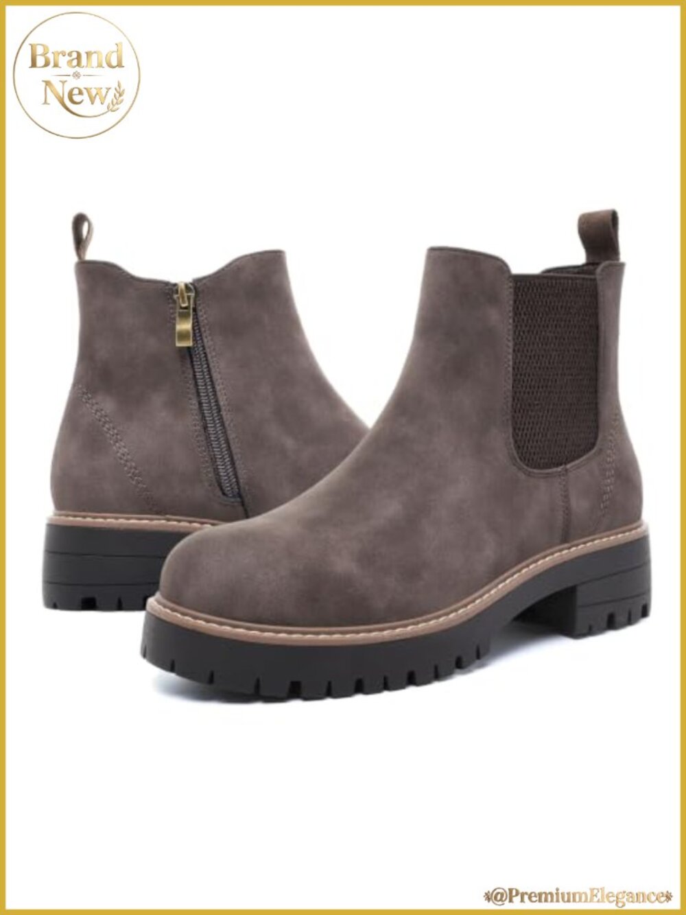 Womens Chelsea Ankle Boots Side Zip Chunky Low Heel Round Toe Booties Faux